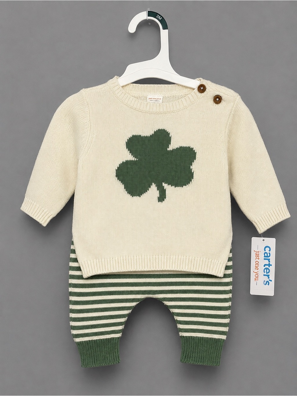 Carter's Cream and Green Baby Sweater
